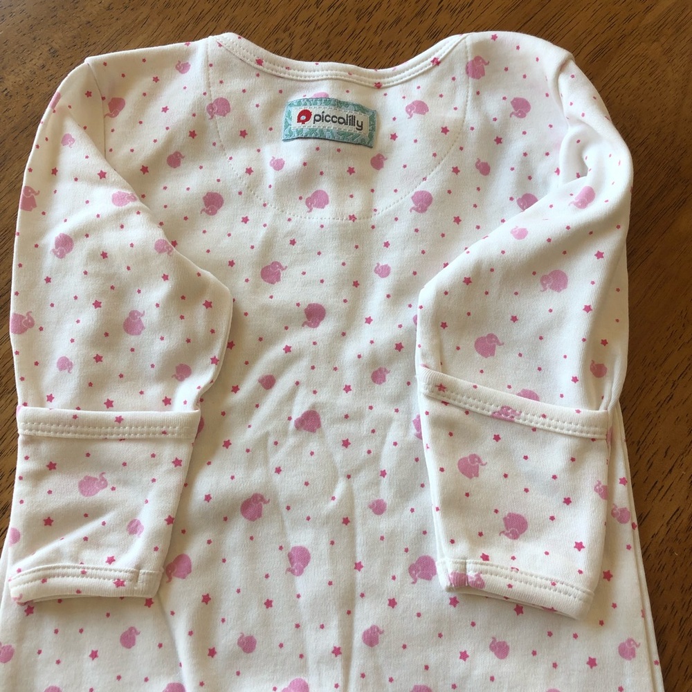Piccalilly Organic Cotton Elephant Baby Nightgown